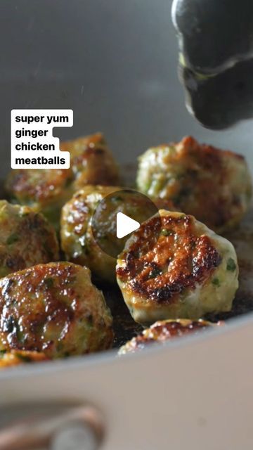 Lindsay Ostrom on Instagram: "Big ol ginger chicken meatballs! 😮‍💨 these are so, so fresh and yummy. I like them on a squishy, messy sandwich (naanwich?) with mayo, shallots, cucumbers, mint leaves, and chili crisp on top. But I also love them on a rice bowl or honestly just poppin them straight out of the pan. 

This recipe is a few years old and was inspired by a combo @177milkstreet meatball recipe and a sandwich that @mollyyeh made a few years ago! ❤️ Been making them every summer since! 🫡 

Ginger Chicken Meatballs:
- Ginger
- Garlic
- Cilantro
- Serrano pepper
- Ground chicken
- Brown sugar
- Fish sauce
- Cornstarch

Sandwiches: 
Naan, mayo, shallot, cucumber, mint, chili crisp!

For full written recipe, google “pinch of yum ginger chicken meatballs” ❤️

#chicken #easyrecipes #din Ginger Chicken Meatballs, Top Chefs Recipes, Meatballs Chicken, Ground Chicken Meatballs, Lindsay Ostrom, Meatballs And Gravy, Chili Crisp, Chicken Tonight, Poultry Dishes