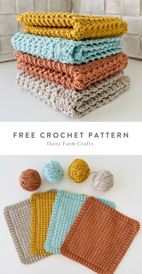 Woven Crochet Pattern, Crochet Patterns Washcloths, Simple Crochet Projects Free Pattern, 4mm Crochet Hook Free Pattern, Dish Rag Crochet Pattern Free, Crochet Patterns With Cotton Yarn Free, Peaches And Cream Yarn Patterns Crochet, Beginner Crochet Washcloth Free Pattern, Dishrag Crochet Pattern