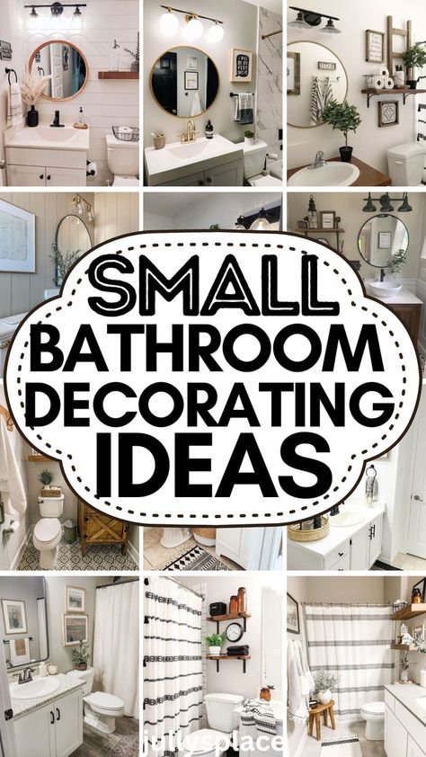 small bathroom ideas, bathroom decor, small bath ideas, tiny bathroom ideas, bathroom decor ideas Small Bathroom Decor Ideas, Elegant Bathroom Decor, Bathroom Storage Hacks, Bathroom Counter Decor, Small Bathroom Renovation, Compact Bathroom, Small Bathroom Vanities, Counter Decor, Tiny Bathrooms