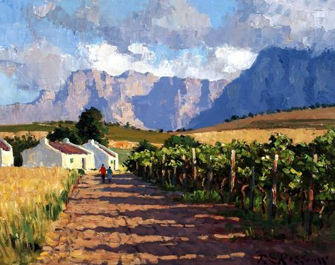 roelof rossouw Roelof Rossouw, Sa Art, South Africa Art, Land Scapes, City Scapes, South African Art, Paintings Acrylic, Artwork Inspiration, Farm Cottage