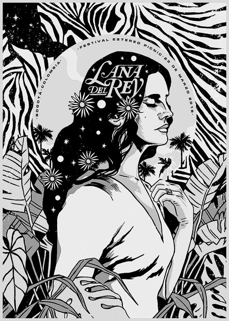 Album Cover Coloring Pages, Lana Del Rey Coloring Pages, Black And White Album Covers, Dark Sketches, Indie Prints, Magazine Cover Page, Black And White Artist, Lana Del Rey Albums, Lana Del Rey Art