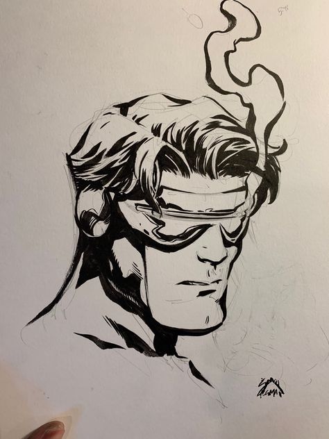 Marvel Retro Poster, Cyclops Art, Marvel Sketches, Dc Artwork, Ryan Stegman, Superhero Sketches, White Sketches, Sketch Board, Marvel Retro