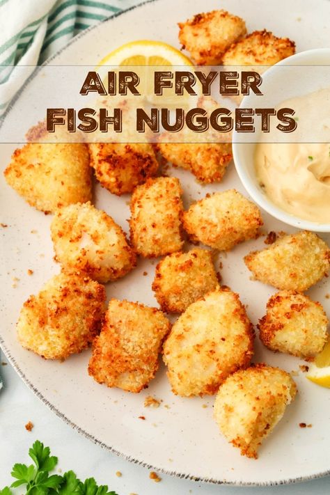 Pig Recipes, Fish Nuggets, Air Fried Fish, Air Fryer Fish, Fish Bites, Nuggets Recipe, Pan Dinners, Health Dinner, Baked Fish