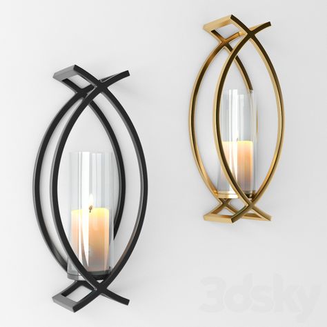 3d models: Decorative set - Decorative candle holder Contemporary Wall Lamp, Modern Candles, Accent Walls In Living Room, Homemade Decor, House Plants Decor, Candle Holder Decor, Wall Candles, Cozy Decor, Model Furniture