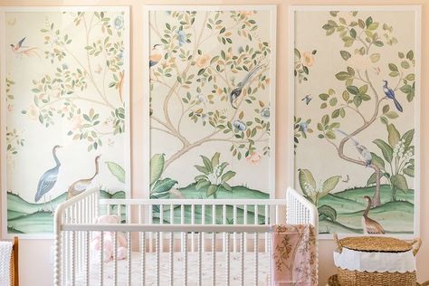 Pink and green grand millenial chinoiserie baby girl nursery Chinoiserie Nursery, Grand Millenial, Nursery Theme, Baby Girl Nursery, Nursery Themes, Girl Nursery, Chinoiserie, Baby Nursery