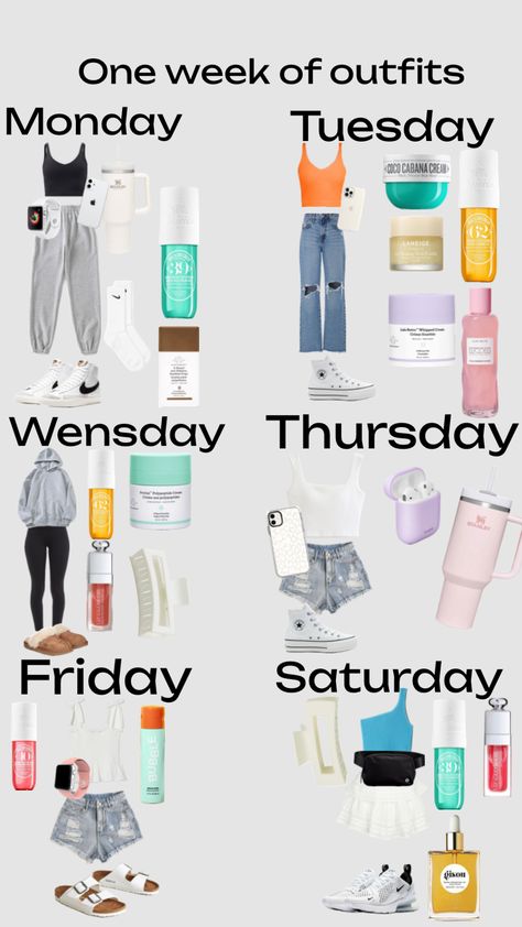 Outfits for the week Monday Outfits For School, Outfits For The Week, Monday Outfit, Weekly Outfits, Cute Preppy Outfits, Preppy Outfits, School Outfits, Outfit Of The Day, Cute Outfits