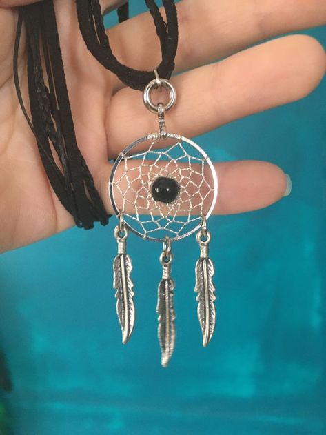 Dreamcatcher Jewelry, Black Dreamcatcher, Dream Catcher Jewelry, Dreamcatcher Necklace, Black Dream Catcher, Dream Catcher Necklace, Jewelry Gothic, Style Gothic, Feather Necklace