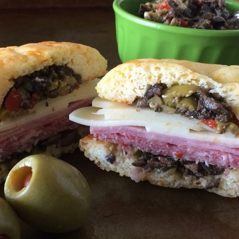 Muffuletta Sandwich, Fat Head Dough, Mardi Gras Food, Olive Salad, Football Party Food, Keto Cooking, Low Carb Paleo, Meat And Cheese, Wrap Sandwiches