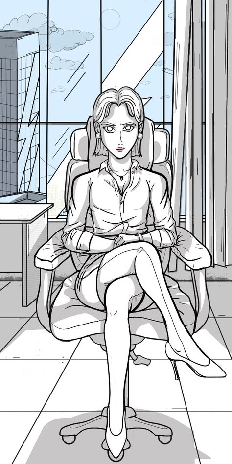 2D drawing of office lady Sitting In Office Chair Pose Reference, Character Sitting Cross Legged, Sitting At Table Drawing Reference, Person Sitting In Chair Drawing, Sitting At Desk Reference Drawing, Crossed Legs Reference, Sitting Cross Legged Reference, Cross Legged Pose, Sitting With Legs Crossed