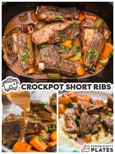 Easy Slow Cooker Recipes | # **Slow Cooker Short Ribs - fall off the bone tender | Facebook Slow Cooker Short Ribs, Short Ribs Slow Cooker, Recipes Slow Cooker, Short Ribs Recipe, Easy Slow Cooker Recipes, Best Comfort Food, Easy Slow Cooker, Family Dinners, Short Ribs