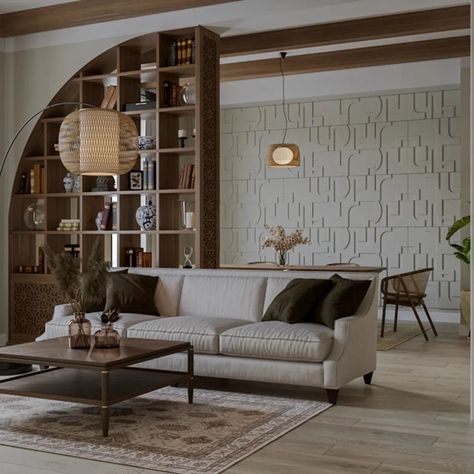 Living Divider, Peranakan Design, Wooden Partitions, Neoclassical Interior, Room Partition Designs, Belek, Partition Design, Design Living Room, Book Shelf