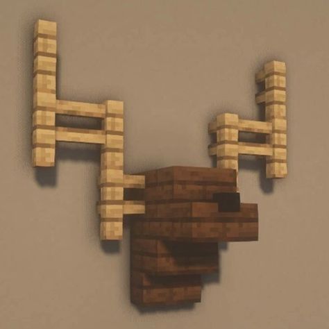 Minecraft Wall Decor Ideas, Wall Decorations Minecraft, Minecraft Deer Head, Minecraft Light Ideas Inside, Minecraft Wall Decorations, Wall Decor Minecraft, Minecraft Shelf Ideas, Minecraft Building Ideas Interior, Minecraft Decor Ideas Interior Design