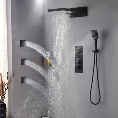 Rain Shower System, Waterfall Shower, Master Shower, Bad Inspiration, Luxury Shower, Shower Faucet Sets, Body Sprays, Bathroom Remodel Shower, Master Bath Remodel