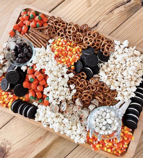 45 Fall Charcuterie Board Ideas Friendsgiving Dessert Charcuterie Board, Fall Themed Snack Boards, Treat Charcuterie Board Ideas, Halloween S’mores Board, Kids Fall Charcuterie Board, Fall Chucuttery Board Ideas, Campfire Charcuterie Board, Fall Charturie Boards Ideas, Fall Snack Tray