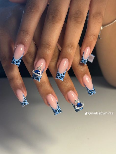 Royal Blue Birthday Nails Short, Blue And Grey Nails Designs, Blue Acrylic Square Nails, Blue Acrylic Nails Simple, Blue And Gold Marble Nails, Birthday Blue Nails, Teal Nails Design, Blue Freestyle Nails, Blue Hello Kitty Nails