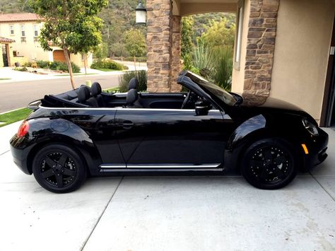 Black Convertible Beetle, Black Beetle Convertible, Beetle Car Black, Black Vw Beetle Convertible, Black Convertible Car Aesthetic, Cute Convertible Car, Black Beetle Car, Beetle Car Aesthetic, Black Convertible Car