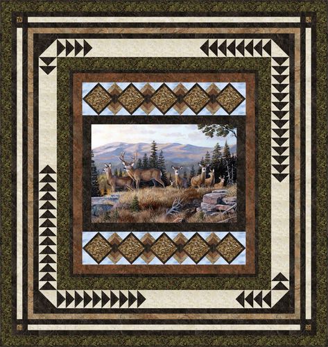 Wildlife Panel Quilts Ideas Layout, Panel Quilts Ideas Layout Large Prints, Panel Quilts Ideas, Panel Quilts Ideas Layout, Queen Quilt Pattern, Wildlife Quilts, Rag Quilt Tutorial, Quilt Panels, Medallion Quilts