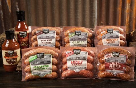 Use the Southside Market Sausage Sampler Set to make these 5 delicious sausage recipes, from cheese dips to stir fry, breakfast muffins and eggs and lasagna. Sausage Brands, Slow Smoked Brisket, Sausages Packaging, Polish Style, Best Sausage, Polish Sausage, Hot Sausage, Grilled Sausage, Organic Snacks