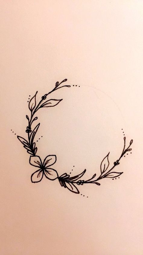 Floral wreath tattoo Knee Wreath Tattoo, Floral Frame Tattoo, Flower Wreath Tattoo, Floral Wreath Tattoo, Tattoo Wreath, Circular Tattoo Designs, Wreath Tattoo, Armband Tattoos, Tattoo Trend