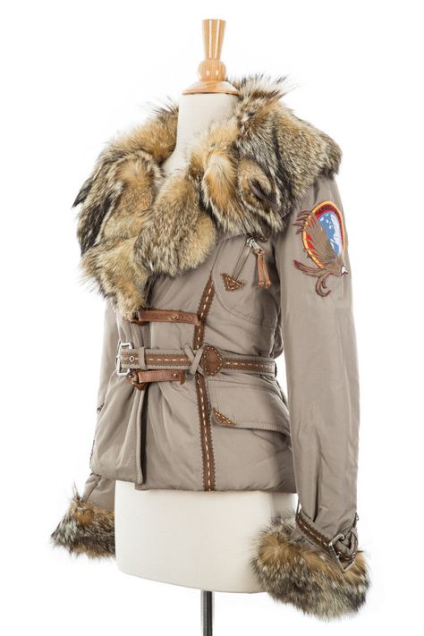 Shell: 100% Polyester Insulation: 100% Polyester Lining: 100% Polyester Fur: 100% Fox Made in Italy Lion Inspired Outfit, Russian Jacket, Russian Winter Outfit, Vintage Circus Costume, Russian Coat, Fur Clothes, Coat With Fur Trim, Fur Outfit, Hunter Outfit