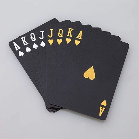 Amazon.com: ACELION Waterproof Playing Cards, Plastic Playing Cards, Deck of Cards, Gift Poker Cards (Black Diamond Cards): Toys & Games Deck Of Cards Gift, Poker Cheat Sheet, Poker How To Play, Dogs Playing Poker, Plastic Playing Cards, Poker Set, Action Cards, Cards Deck, Playing Cards Design