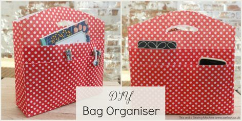 DIY Bag Organiser: The End of Losing Stuff in Your Bag! Diy Bag Organiser, Backpack Organizer, Diy Purse Organizer, Make Bag, Bag Organiser, Homemade Bags, Tote Bag Organizer, Purse Organizer Insert, Sewing Supplies Storage