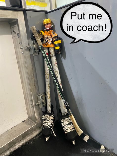 Elf On Shelf Hockey Ideas, Hockey Elf On The Shelf Ideas, Elf On The Shelf Hockey Ideas, Elf On The Shelf Hockey, Elf On Shelf, Hockey Memes, Awesome Elf On The Shelf Ideas, Elf Activities, Elf On The Shelf Ideas