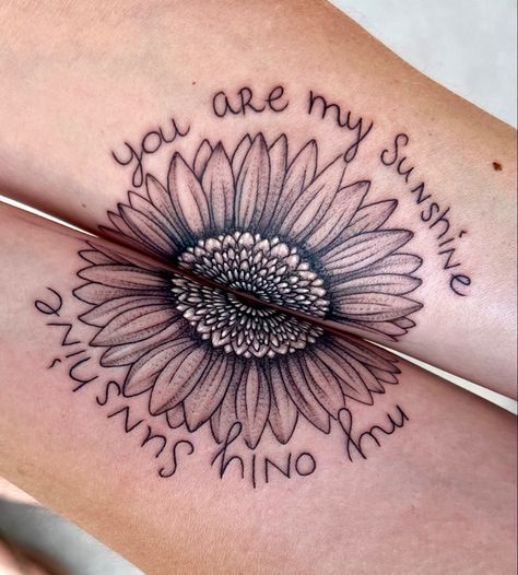 Matching sunflower tattoo. Matching flower tattoos. Cheetah Sunflower Tattoo, Sunflower Daughter Tattoo, Couple Tattoos Sunflower, Matching Tattoos Sunflower, Mother Daughter Tattoos Sunflower, Mother Daughter Sunflower Tattoo, Sunflower Best Friend Tattoos, 3 Sunflower Tattoo, Matching Sunflower Tattoos