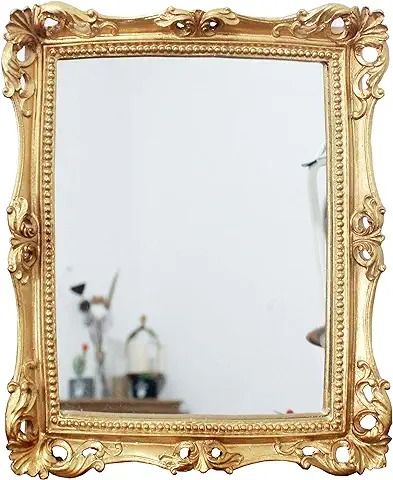 Amazon.co.uk: gold mirror Dresser In Living Room, Vintage Gold Mirror, Mirror Aesthetic, Wall Mounted Table, Shabby Chic Mirror, Vintage Mirror Wall, Living Vintage, Vintage Mirrors, Decorative Mirror