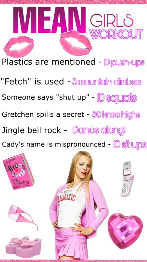 Mean Girls Workout, Never Have I Ever Workout, Tv Workout Challenge, Show Workouts, Dance Moms Workout, 2000s Workout, Disney Workout, Tv Show Workouts, Tv Workout