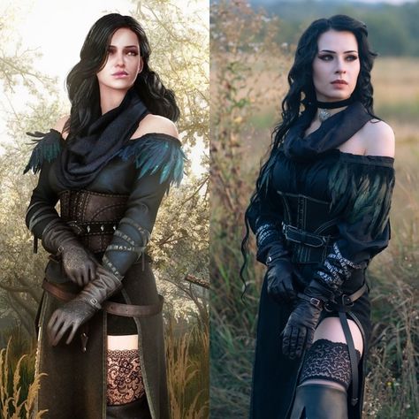 Cosplay vs Character | Artgorn Yennefer Cosplay, Cosplay Diy, Character Ideas, Cosplay Outfits, Halloween Costumes, Collage, Halloween, Pins