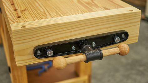 Install a Quick Release End Vise Workbench Vise, Workbench Casters, Easy Garage Storage, Garage Workbench Plans, Heavy Duty Work Bench, Metal Bender, Mobile Workbench, Tool Hangers, Dog Bench