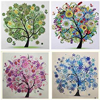 Diamond Drawing, Hanging Paintings, Hur Man Målar, Diy Crystals, Cross Paintings, Tree Drawing, Abstract Flower, Art Kits, Painting Gift