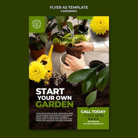 Gardening activity flyer template | Premium Psd #Freepik #psd #garden-flyer #gardening #gardening-gardener #cultivate Gardening Flyer, Gardening Branding, Photo Poster Design, Ad Inspiration, Garden Activities, Garden Services, Birthday Flyer, Creative Gardening, Cactus Garden