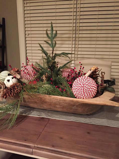 My dough bowl decorated for Christmas Christmas Doughbowl Centerpiece, Christmas Dough Bowl Centerpieces For Table, Bread Bowl Christmas Centerpiece, Christmas Bread Bowl Decor, Dough Bowl Centerpiece Christmas, Christmas Table Centerpieces Farmhouse, Christmas Dough Bowl Centerpieces, Dough Bowl Christmas Centerpiece, Christmas Dough Bowl Decorating Ideas