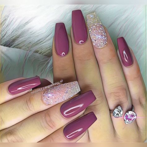 Ombre Nails Dark Colors, Chianti Nails, Valentine Nail Colors, Dusty Rose Nails Acrylic, Pink Mauve Nails, Dark Mauve Nails, Dusty Pink Nails Design, Dusty Rose Nails Design, Mauve Nails Design