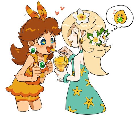 Princess Daisy X Rosalina, Peach X Daisy X Rosalina, Rosalina X Daisy, Daisy X Rosalina, Daisy And Luigi Fanart, Princess Rosalina Fanart, Princess Daisy Fanart, Harmonie Mario, Mario Princesses