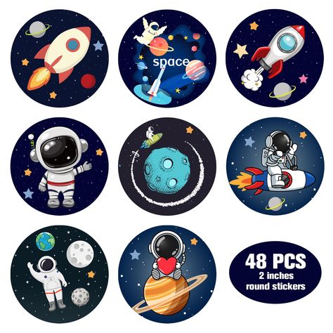 PRICES MAY VARY. 🚀【Package and Size】 48 space stickers in 8 designs with a diameter of 2 inches 🚀【Astronaut Stickers for Kids】 Let our space happy birthday stickers spice up your gifts、birthday party、or anniversary party. 🚀【Multi use】 Our stickers can be used as long as you can think of usage: beer bottles、 wine bottles、 water bottles、 paper towels、 gift bags、 boxes and etc. 🚀【High quality】 Made with premium coated paper and hot-stamped foil, they feature a strong adhesive that is easy to pe Solar System Stickers, Astronaut Decorations, Stickers For Boys, Astronaut Sticker, World Of Warcraft Game, Space Stickers, Dad Love Quotes, Sticker Books, Boys Sticker