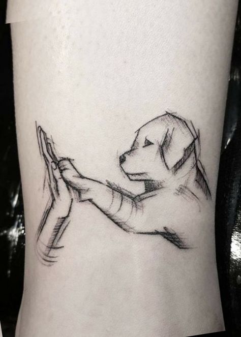 Unique Outline Labrador Dog Paw Shake Hand Arm Sleeve Tattoo Ideas for Women -  Ideas del tatuaje del perro para las mujeres - www.MyBodiArt.com Dog Paw Tattoo, Paw Tattoo, Tattoos Geometric, Delicate Tattoo, Arm Sleeve Tattoos, Tattoo Outline, Dog Tattoo, Hand Tattoo, Trendy Tattoos