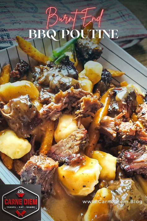 Leftover Burnt Ends Recipes, Brisket Poutine Recipe, Brisket Poutine, Peppercorn Gravy, Leftover Brisket Recipes, Poutine Recipes, Go To Recipes, Grilled Dinner Recipes, Bbq Rub Recipe