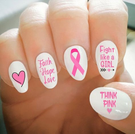 Pink Ribbon Nail Decals, Nail Decals for a Cause, Water Transfer Nail Decals, Nail Tattoo, Fashionab Pink Ribbon Nails, Ribbon Nails, Evil Eye Nails, Usa Nails, Nail Designs Valentines, Think Pink, Nail Tattoo, Water Transfer, Nail Technician