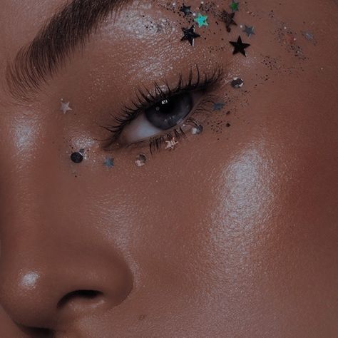 Celestial Bridal Makeup, Star Festival Makeup, Starfall Makeup, Star Gems Makeup, Sparkly Makeup Aesthetic, Star Sticker Makeup, Glitter Asthetic Picture, Eras Tour Makeup Ideas Midnights, Starry Night Makeup Look