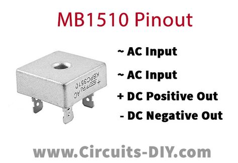 MB1510 1000V 15A Bridge Rectifier - Datasheet Simple Electronic Circuits, Esp8266 Projects, Home Automation Project, Bridge Rectifier, Battery Charger Circuit, Simple Electronics, Power Supply Circuit, Computer Power Supplies, Raspberry Pi Projects