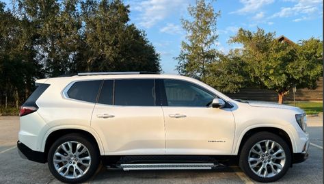 2024 GMC Acadia Denali with Romik RAL-S running boards.  Give your customers what they want! quality and style with Romik. For more GMC Acadia running boards please visit us at www.Romik.com #GMCAcadia #GMCAcadiaDenali @GMC #AcadiaDenali @acadiaforum @GMCOwnersClub Gmc Acadia Denali, Acadia Denali, Gmc Acadia, Vision Board, Running