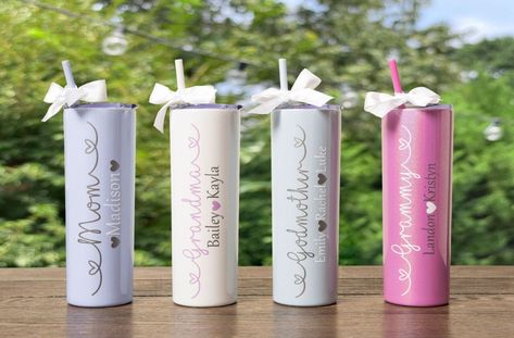 Gift for Godmother, Godmother Gift, Godmother Proposal, Baptism Gift for Godmother, Personalized Godmother Gift, Godmother Tumbler I absolutely LOVE these tumblers!  The perfect personalized gift gift that special Godmother! *We also have these tumblers available for Mom & Grandma :) ♥TUMBLER SPECIFICS: These Skinny Steel Tumblers are 20oz double wall 18/8 stainless steel thermal bottles with a powder coated finish that protects against chips and scratches. Copper vacuum insulation keeps drinks Godmother Gifts From Child, Godmother Tumbler, Godmother And Goddaughter, Asking Friend To Be Godmother, Godmother And Goddaughter Shirts, Personalized Godmother Gifts, Girls Personalized Gifts, Godmother Gifts, New Grandma