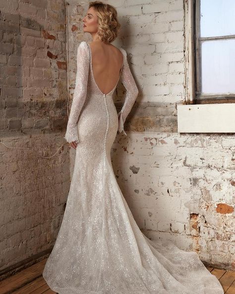 Sparkly Lace Wedding Dress, Long Sleeve Sheath Wedding Dress, Long Sleeved Wedding Dress, Sleeved Wedding Dress, Calla Blanche, Wedding Dress With Long Sleeves, Sparkly Wedding Dress, Sleeved Wedding, Pnina Tornai