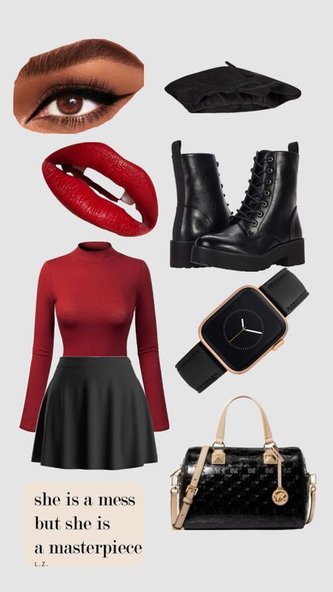 Red shirt, black skirt Winter Fashion Outfits Casual, Red Shirt, Winter Fashion Outfits, Black Skirt, Black Shirt, Winter Fashion, Casual Outfits, Fashion Outfits, Skirt