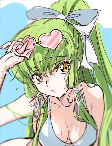 Twitter: @ccreayus | C.C. from Code Geass C.c Code Geass Icon, Water Drop Images, Anime Green Hair, Code Geass C.c, Waifu Material, Hair Icon, Code Geass, Neon Art, Free Anime