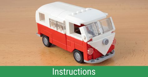 Retro lookin' Volkswagen T1 Camper [Instructions] | The Brothers Brick | The Brothers Brick Lego Volkswagen, Lego Cars Instructions, Lego Camper, Lego Bus, Vw Wagon, Lego Auto, Lego Wheels, Lego Racers, Lego Machines