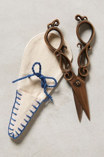 Tailoress Scissors - anthropologie.com Bluework Embroidery, Fancy Scissors, Scissor Pouch, Antique Scissors, Vintage Scissors, Tailor Scissors, Sewing Scissors, Embroidery Scissors, Journal Stationery